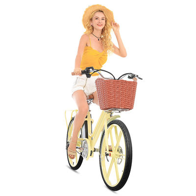 250w bicicleta das senhoras E com quadro da cesta 48T Alu, as bicicletas das mulheres 24x1.75 elétricas