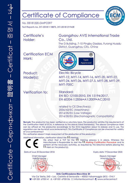 China Guangzhou AVIS International Trade Co., Ltd. Certificações